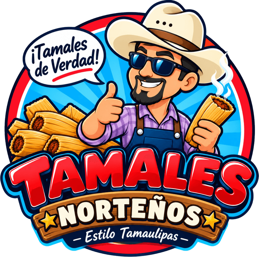 Tamales Norteños - Logo con mascota norteña, sombrero vaquero y tamal